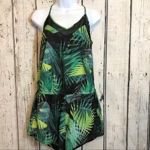 Fabletics lightweight romper size medium nature athletic palm tropical vacation